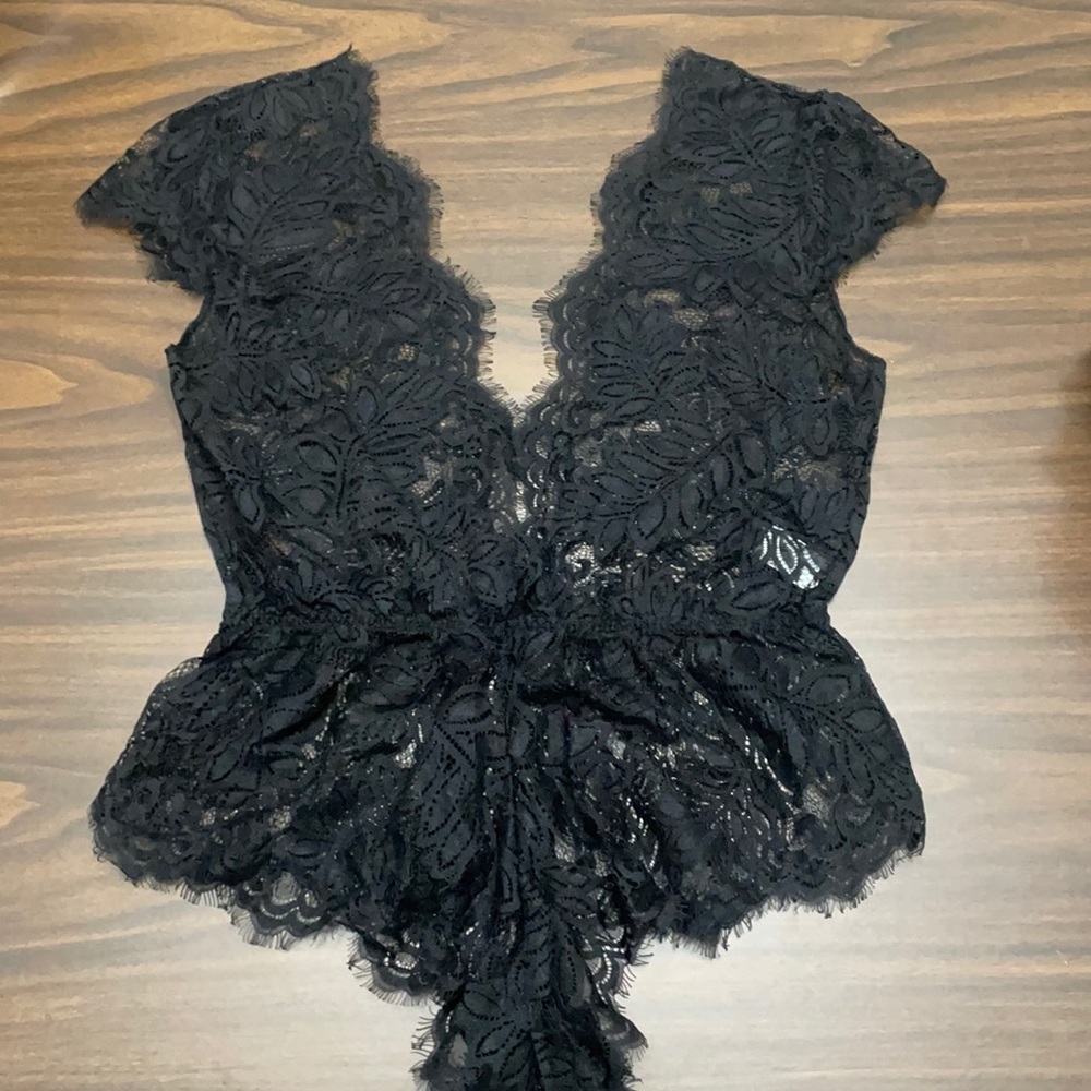 Anyou Black Lace Lingerie Bodysuit Medium